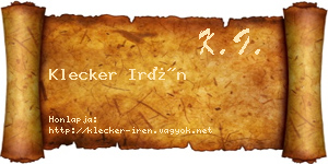 Klecker Irén névjegykártya